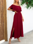 Off-Shoulder Slit Maxi Dress