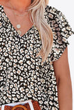 Floral V-Neck Flutter Sleeve Blouse