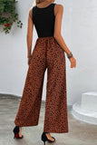 Two-Tone Square Neck Wide Leg Jumpsuit