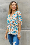 BOMBOM Floral Print Wrap Tunic Top