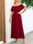 Off-Shoulder Slit Maxi Dress