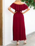 Off-Shoulder Slit Maxi Dress