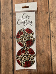 Leopard Rose Car Coasters